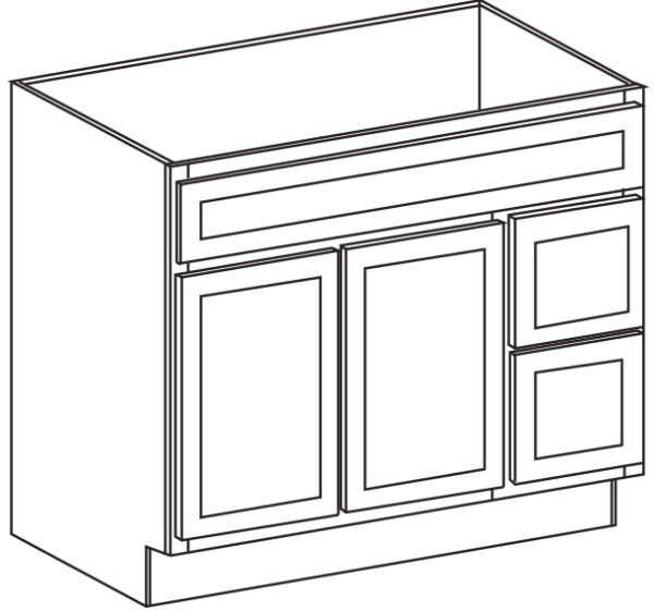 Frameless White Slim Shaker Bathroom Vanity Drawer Combo (one side) WSS-3621DR