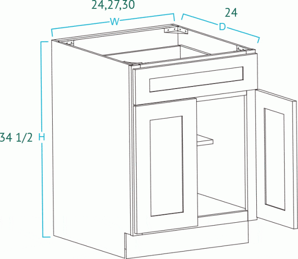 2 Door 1 Drawer Frameless High Gloss White Base Cabinet HGW-B24