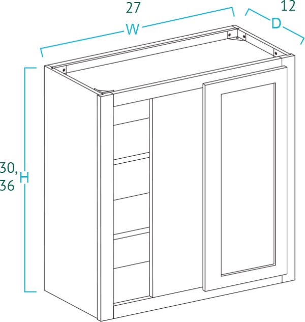 Wall Blind Corner Cabinet - Frameless White Oak Slab